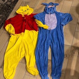 Winnie the Pooh (xl) and Eeyore (large) Onesie Pajamas/costumes